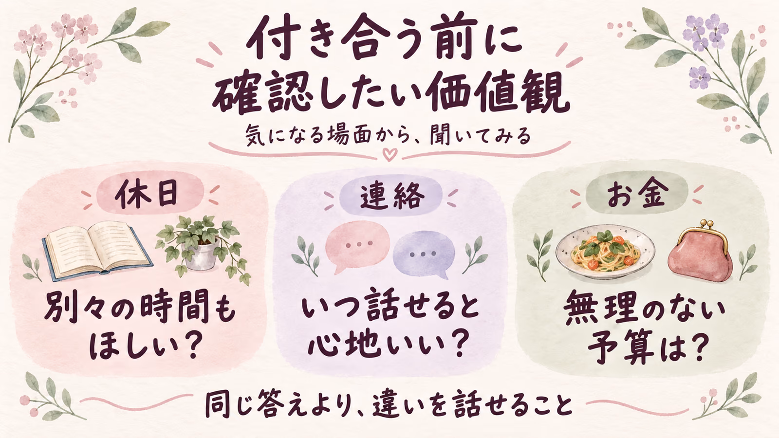 付き合う前に確認したい価値観｜気になる違いから話す聞き方のイメージ画像