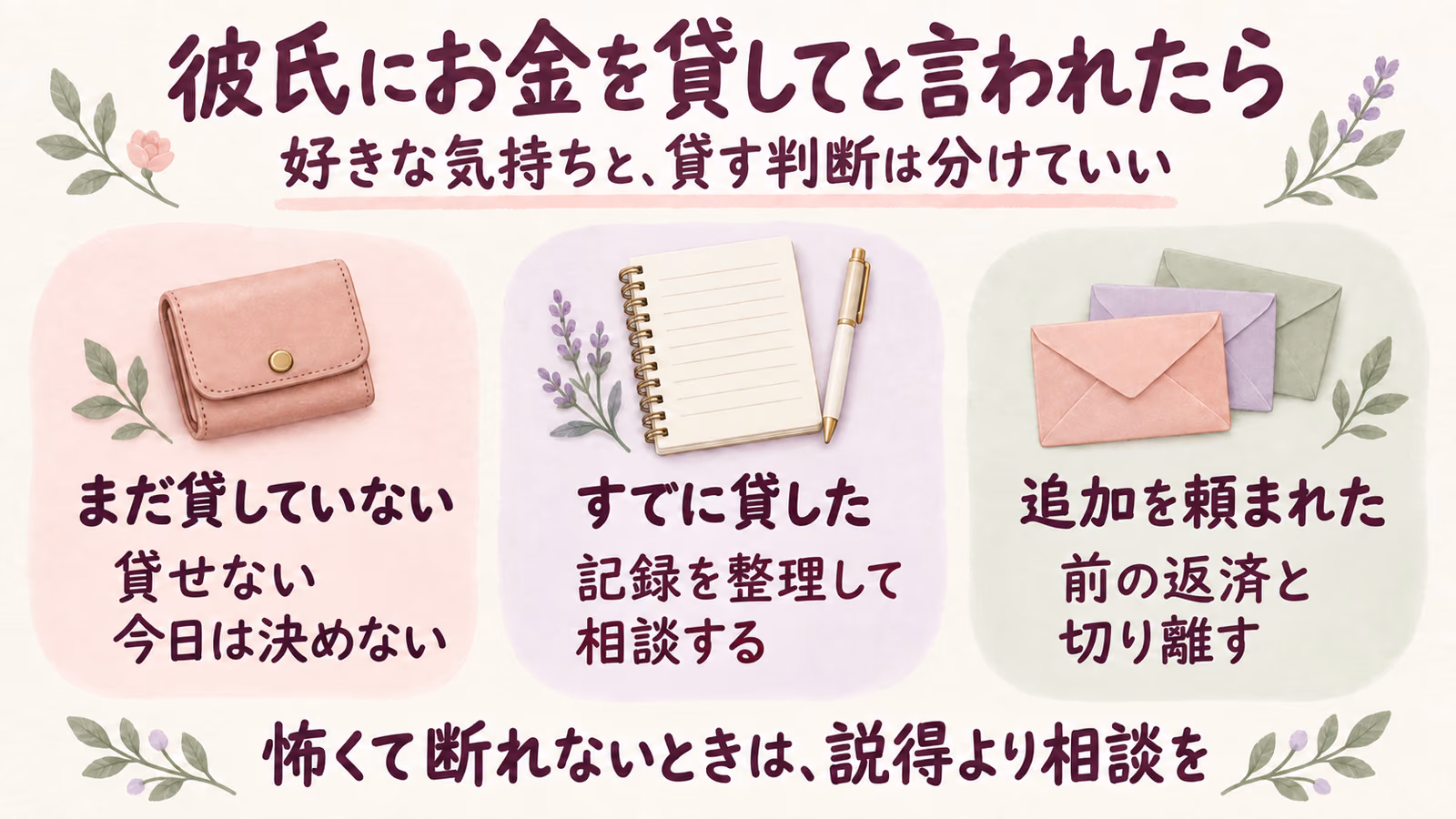 彼氏にお金を貸してと言われたら｜断り方と貸した後の対応のイメージ画像