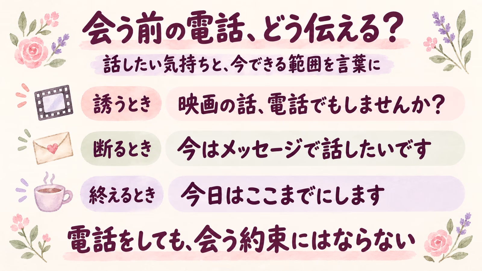 マッチングアプリで会う前に電話する？誘い方・断り方・話題例のイメージ画像