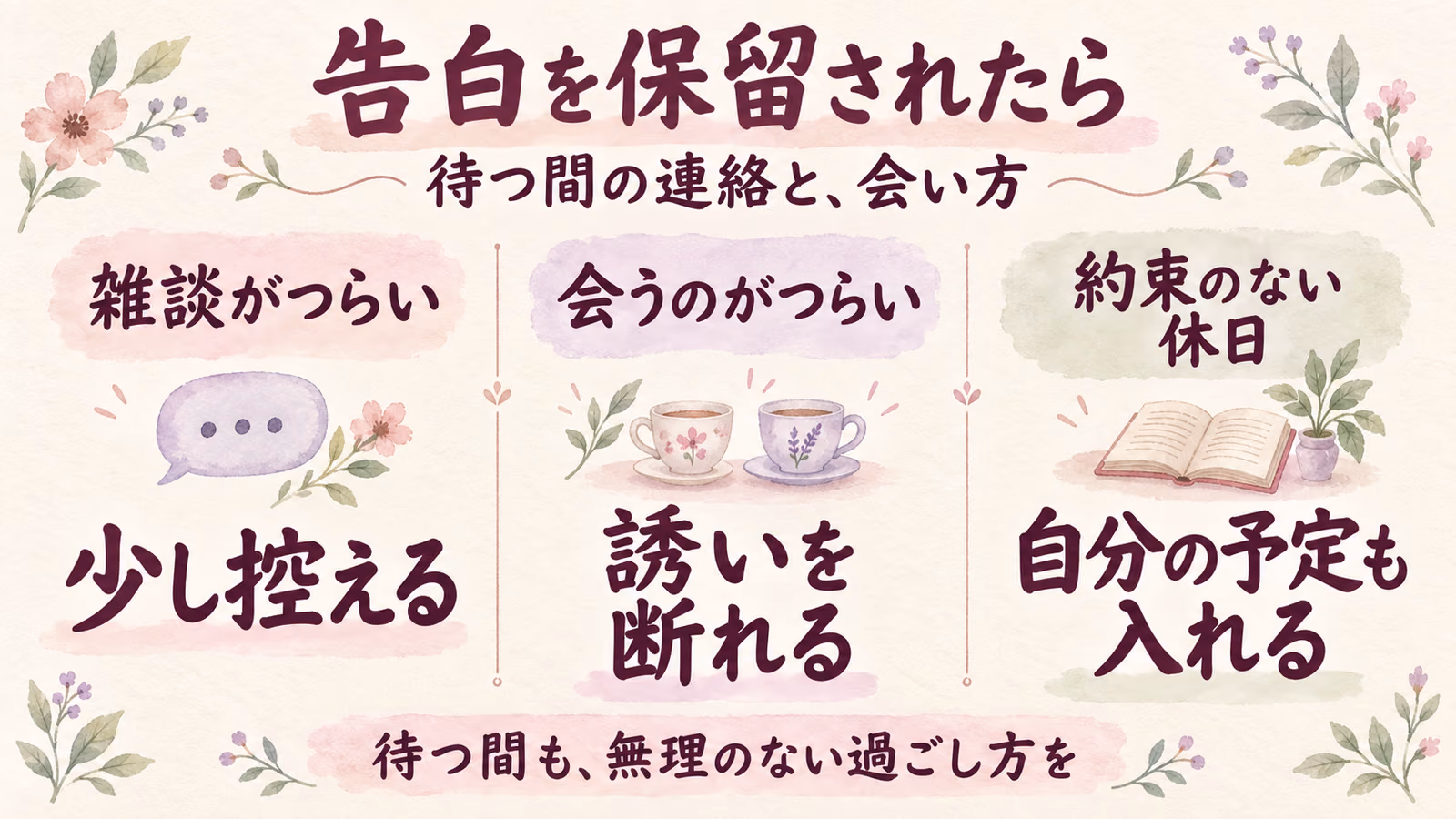 告白を保留されたらどうする？待つ間の連絡と会い方のイメージ画像