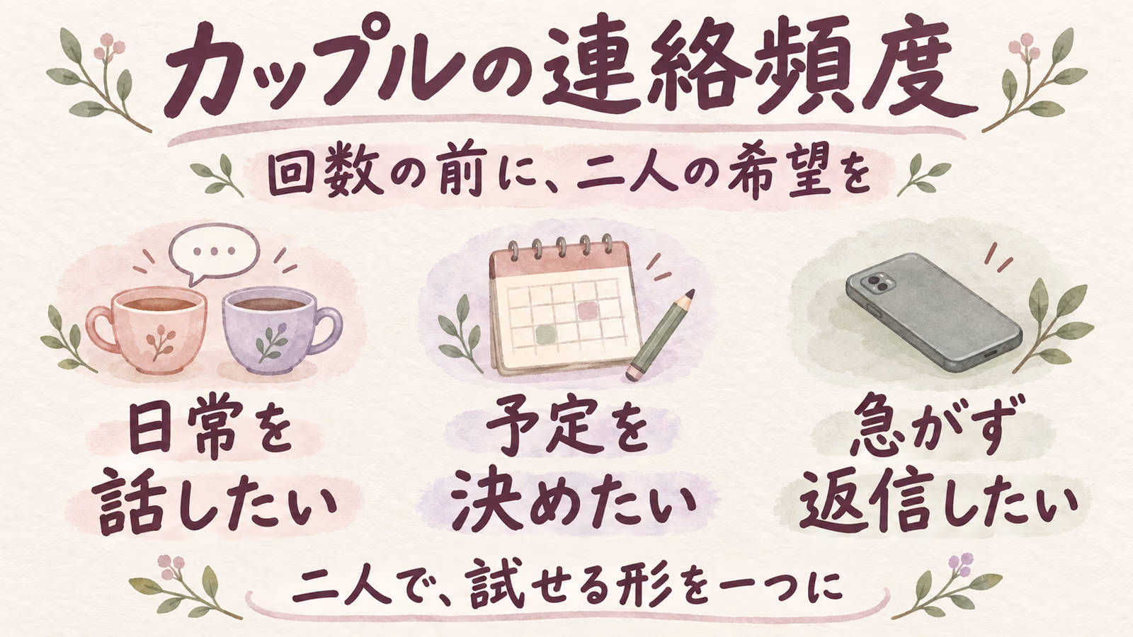 カップルの連絡頻度はどれくらい？二人に合う距離感の考え方のイメージ画像