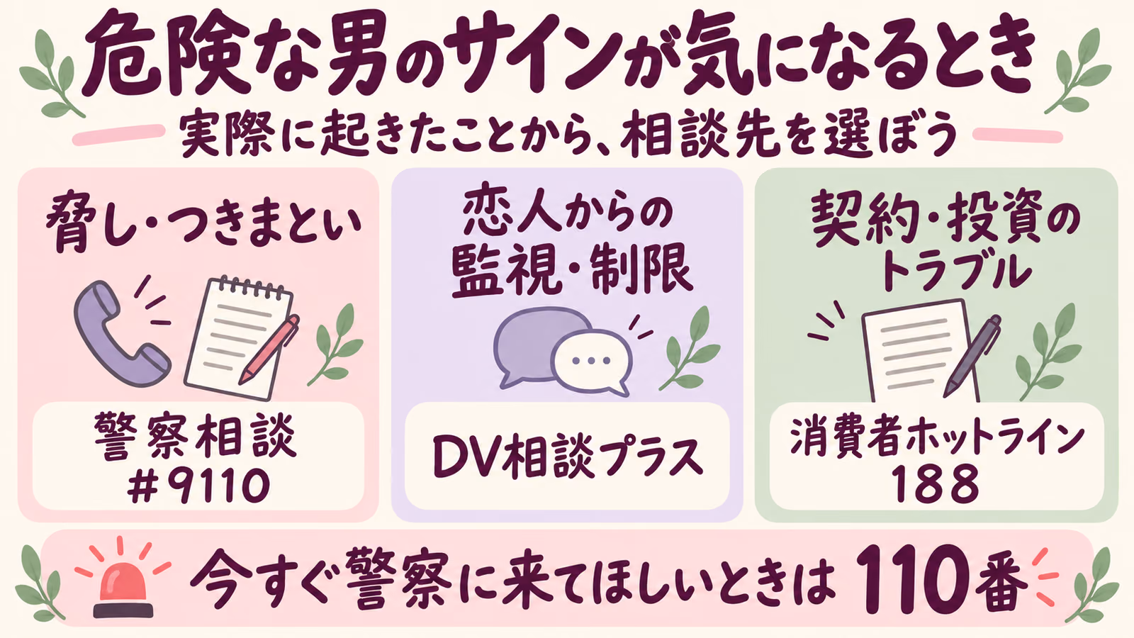 危険な男のサインが気になるとき｜脅し・要求・制限から相談先を探すのイメージ画像
