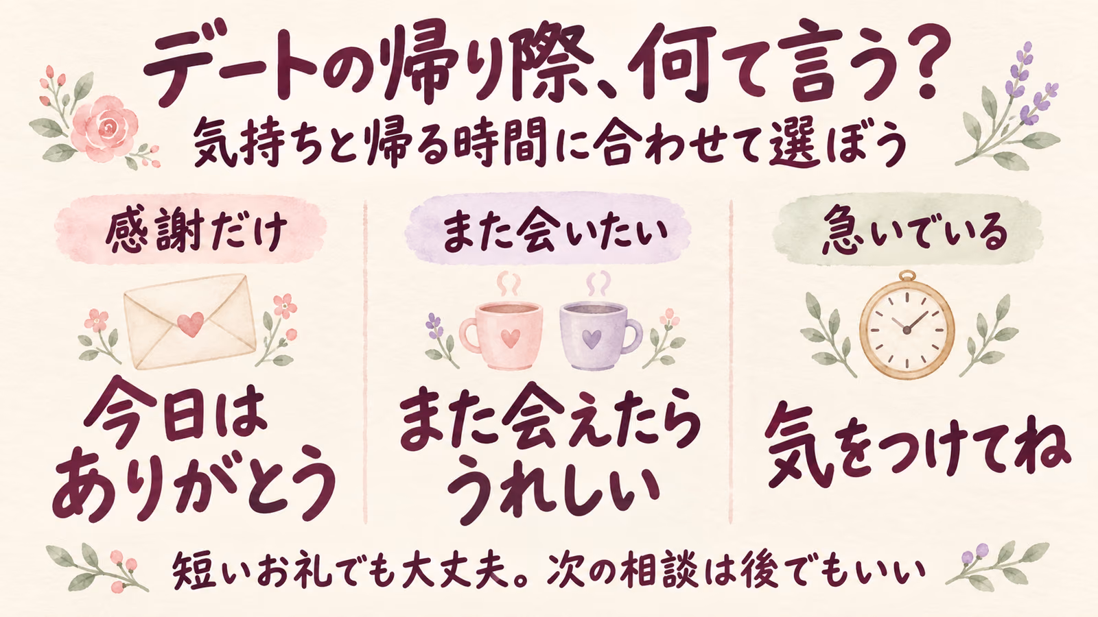 デートの帰り際に伝える一言｜感謝と「また会いたい」の例文のイメージ画像