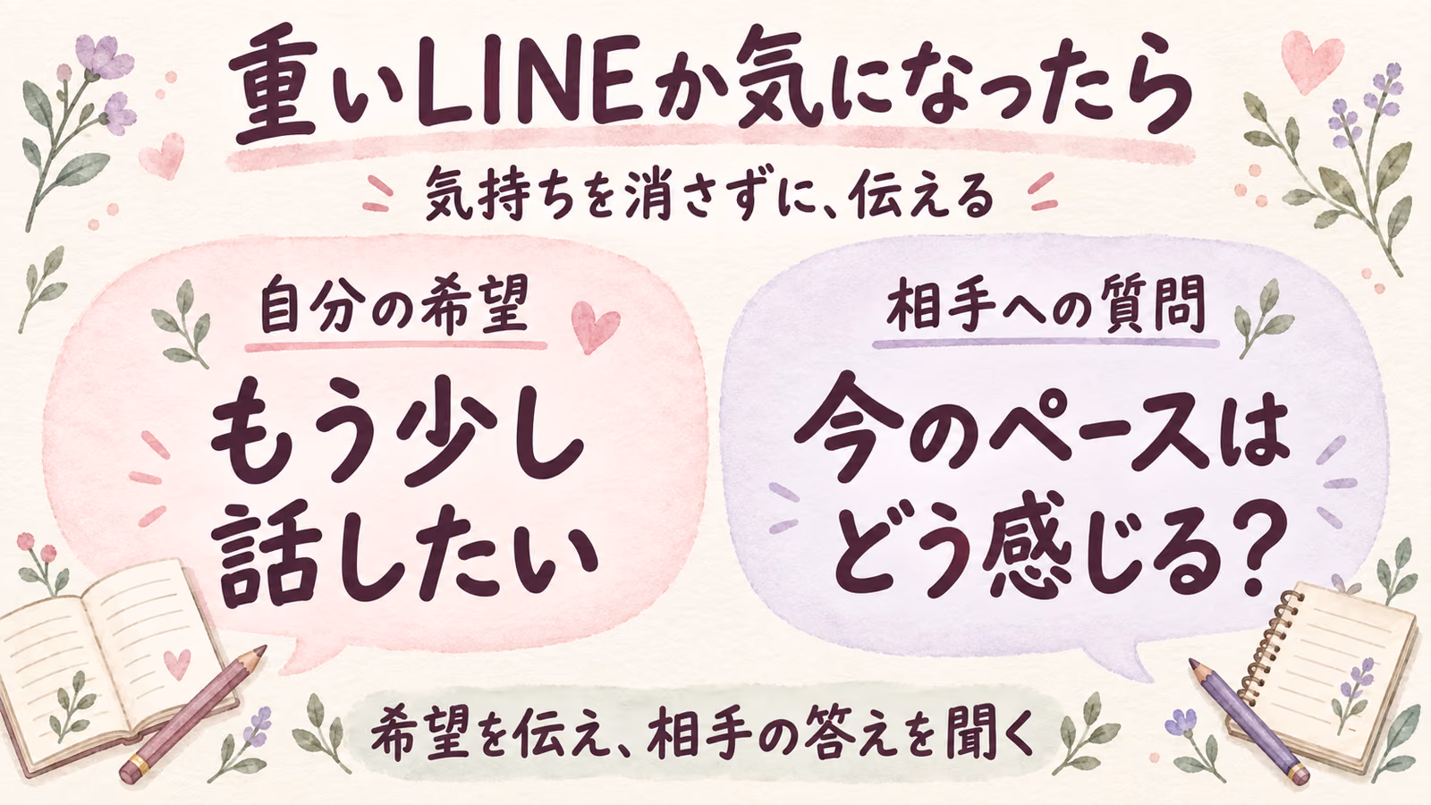 好きな人へのLINEが重いか気になるとき｜気持ちを消さずに直す例文のイメージ画像