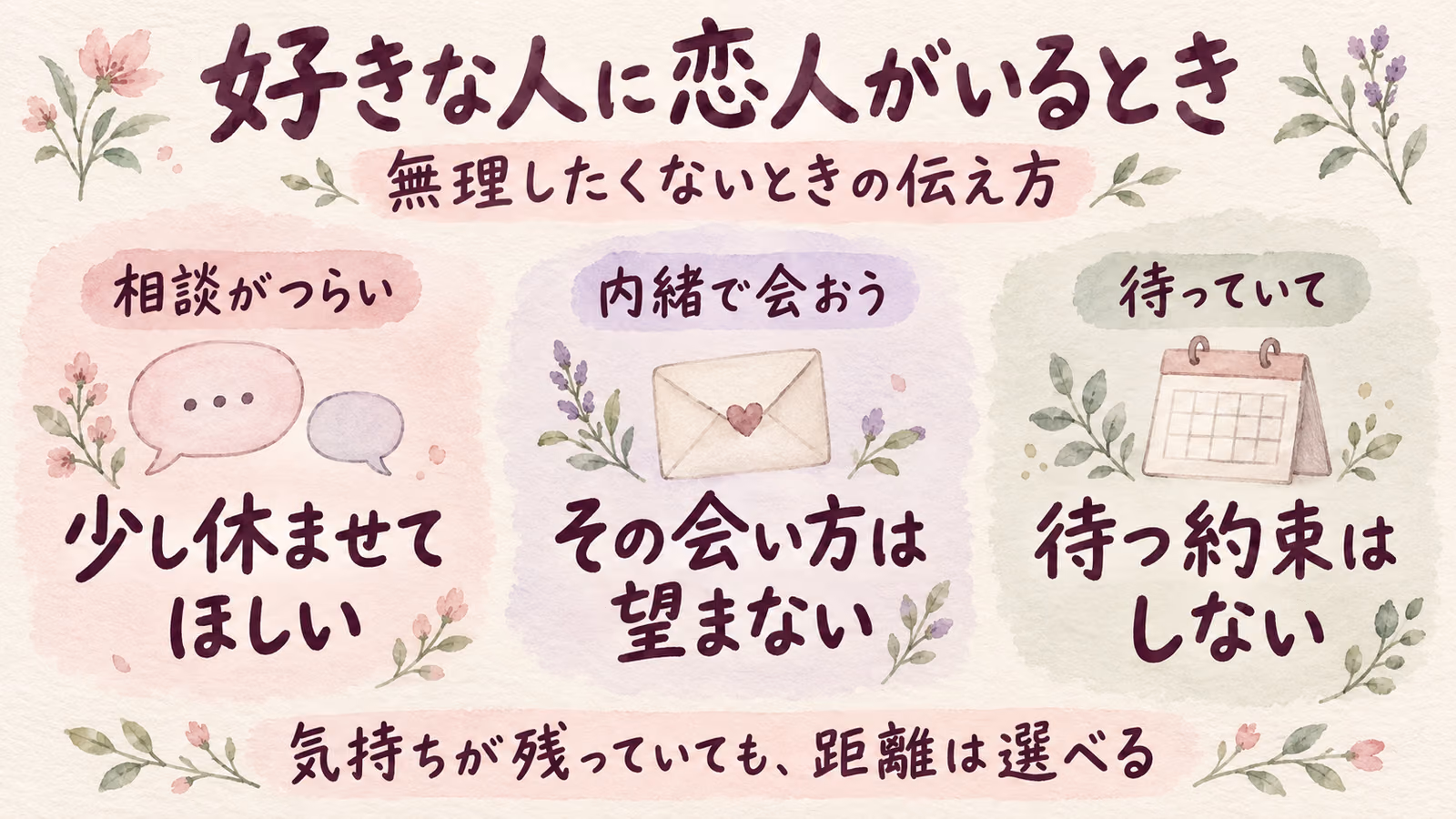 好きな人に恋人がいるとき｜気持ちを責めず、これからの距離を選ぶのイメージ画像