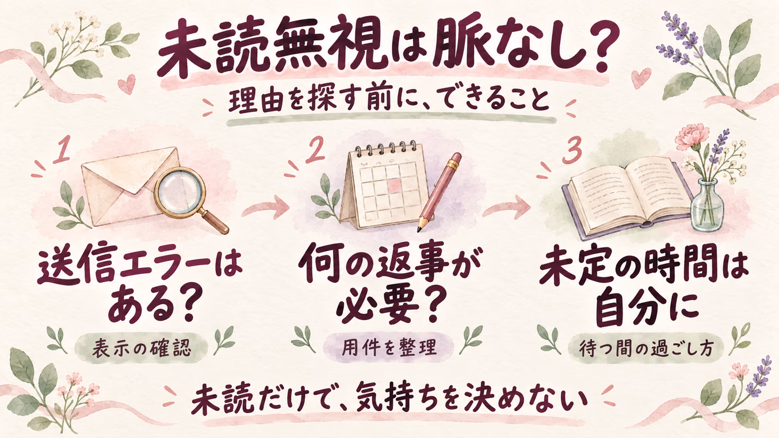 未読無視は脈なし？理由を探し続ける前に、待っている用件を整理するのイメージ画像