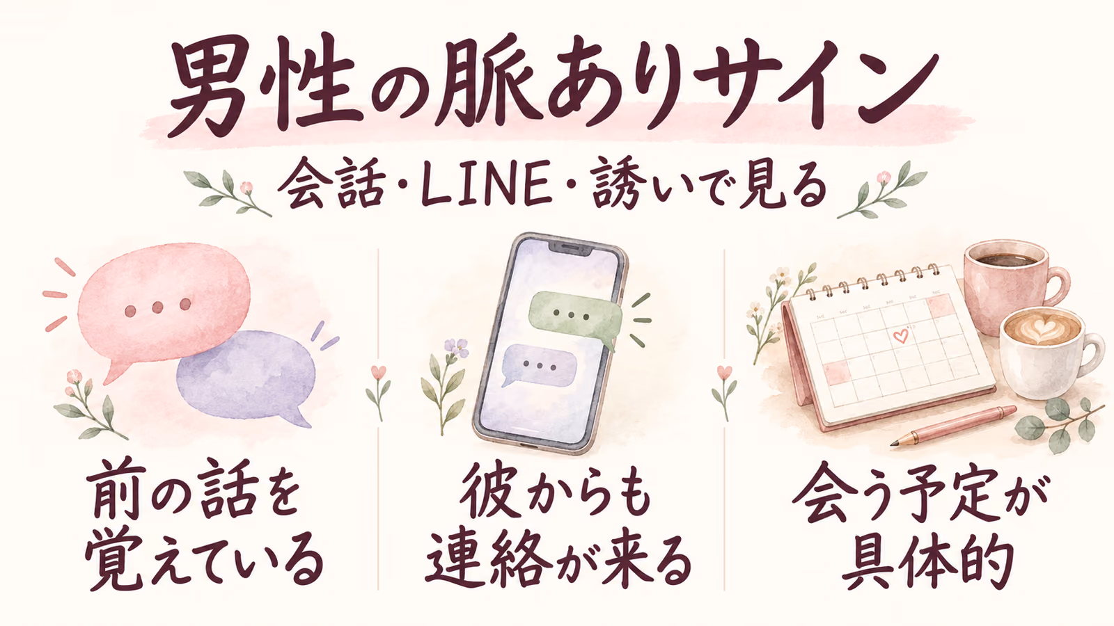 男性の脈ありサイン｜会話・LINE・誘いと親切の見分け方のイメージ画像