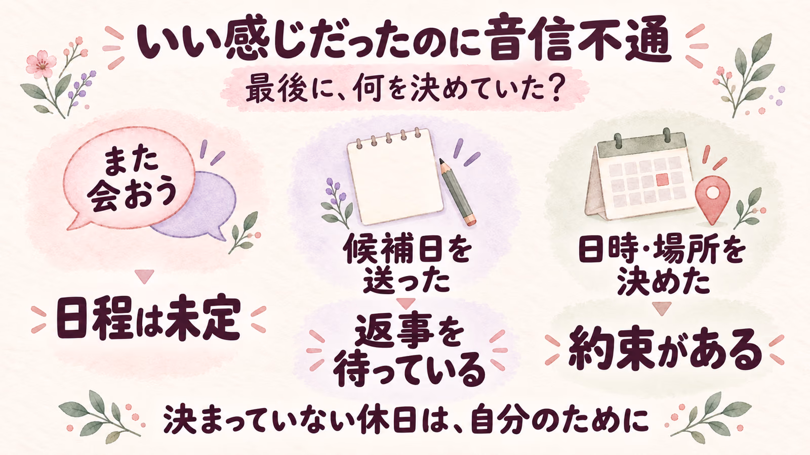 いい感じだったのに音信不通｜理由が分からないまま、待つ生活を見直すのイメージ画像