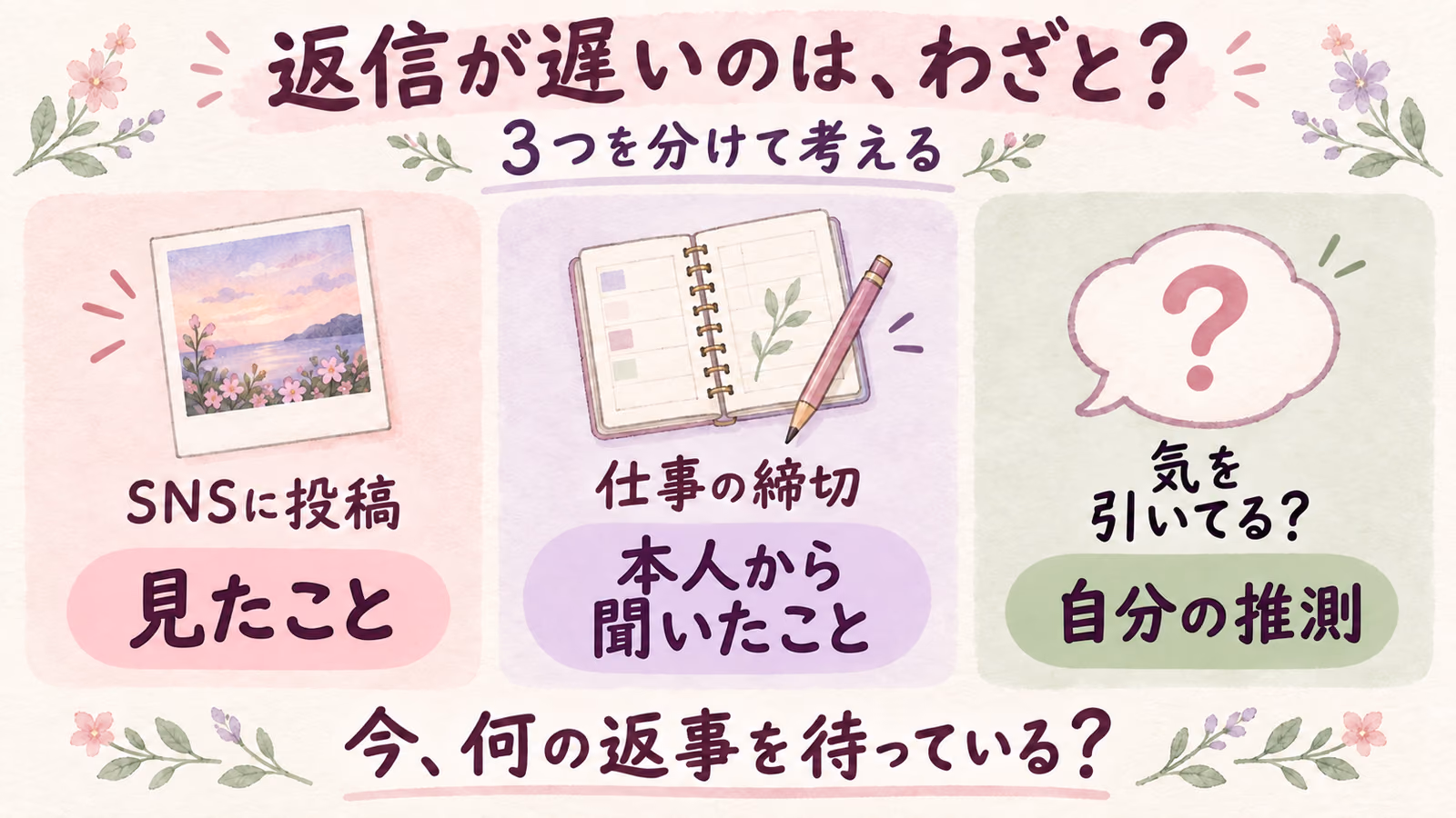 男性が返信を遅らせる心理｜考えられる理由と、待つ間の対処法のイメージ画像