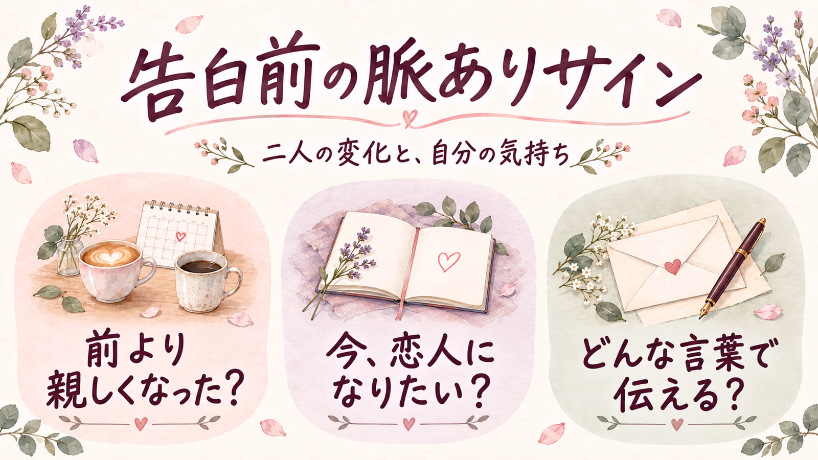 告白前の脈ありサイン｜二人の変化と気持ちを伝える前の確認のイメージ画像