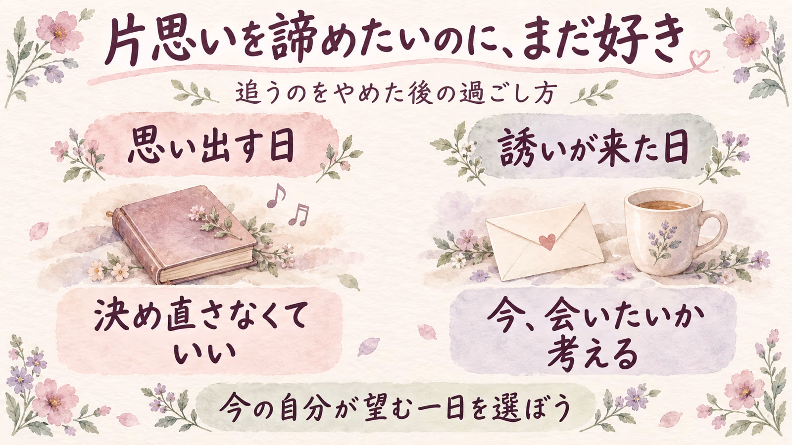 片思いを諦めたいのにまだ好きなとき｜追うのをやめた後の過ごし方のイメージ画像