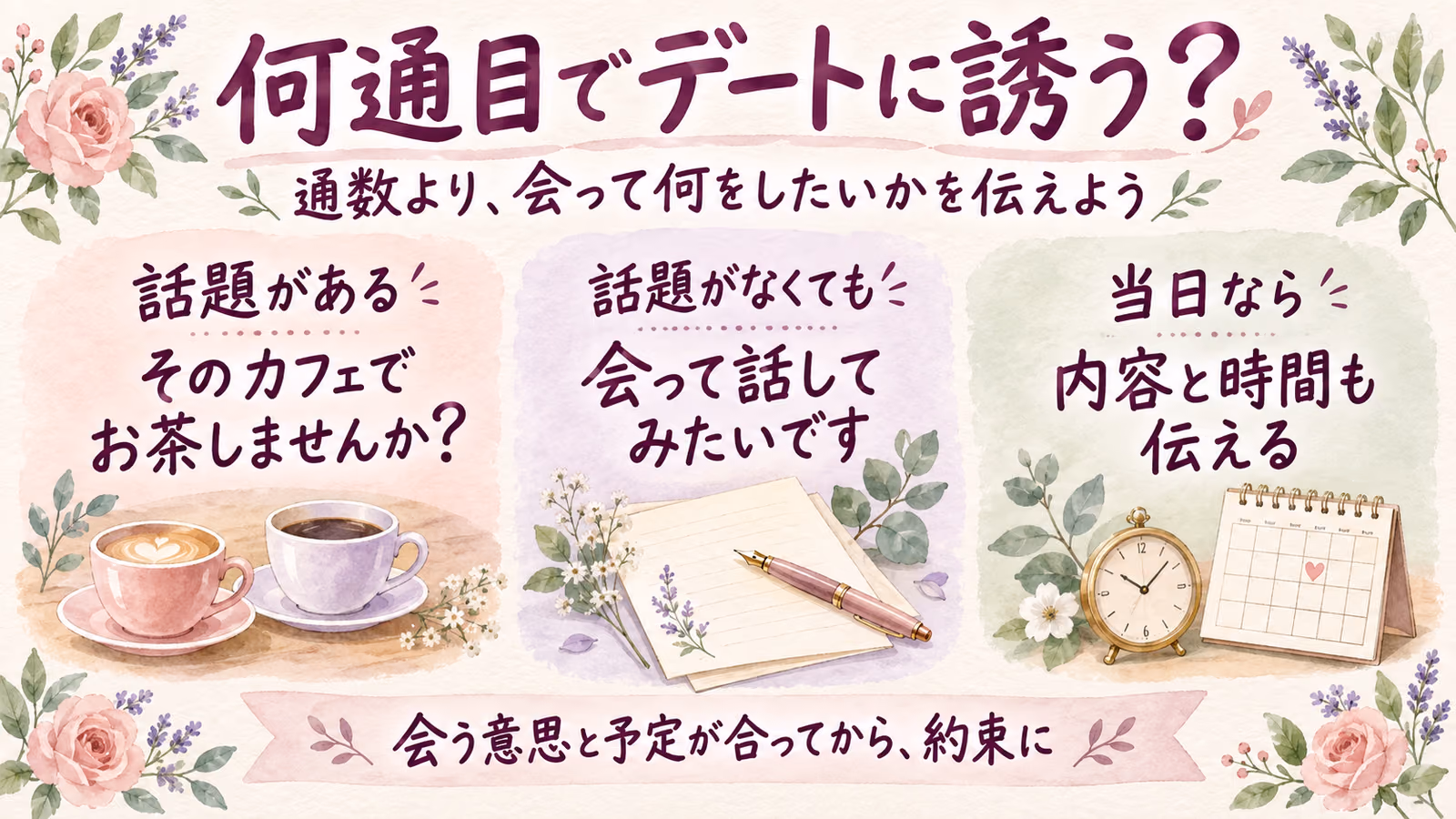 マッチングアプリは何通目でデートに誘う？タイミングと誘い方の例文のイメージ画像